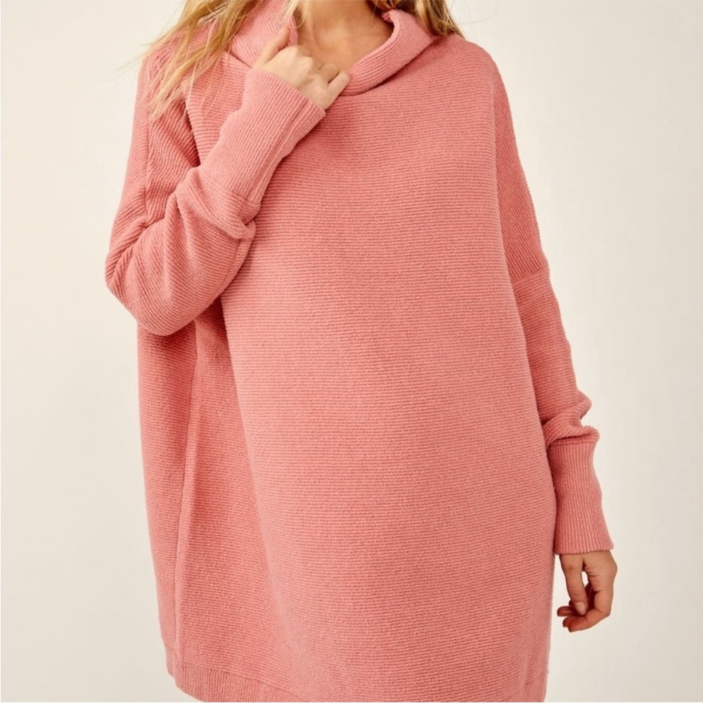 Free People Soft Pink Cowl Neck Sweater